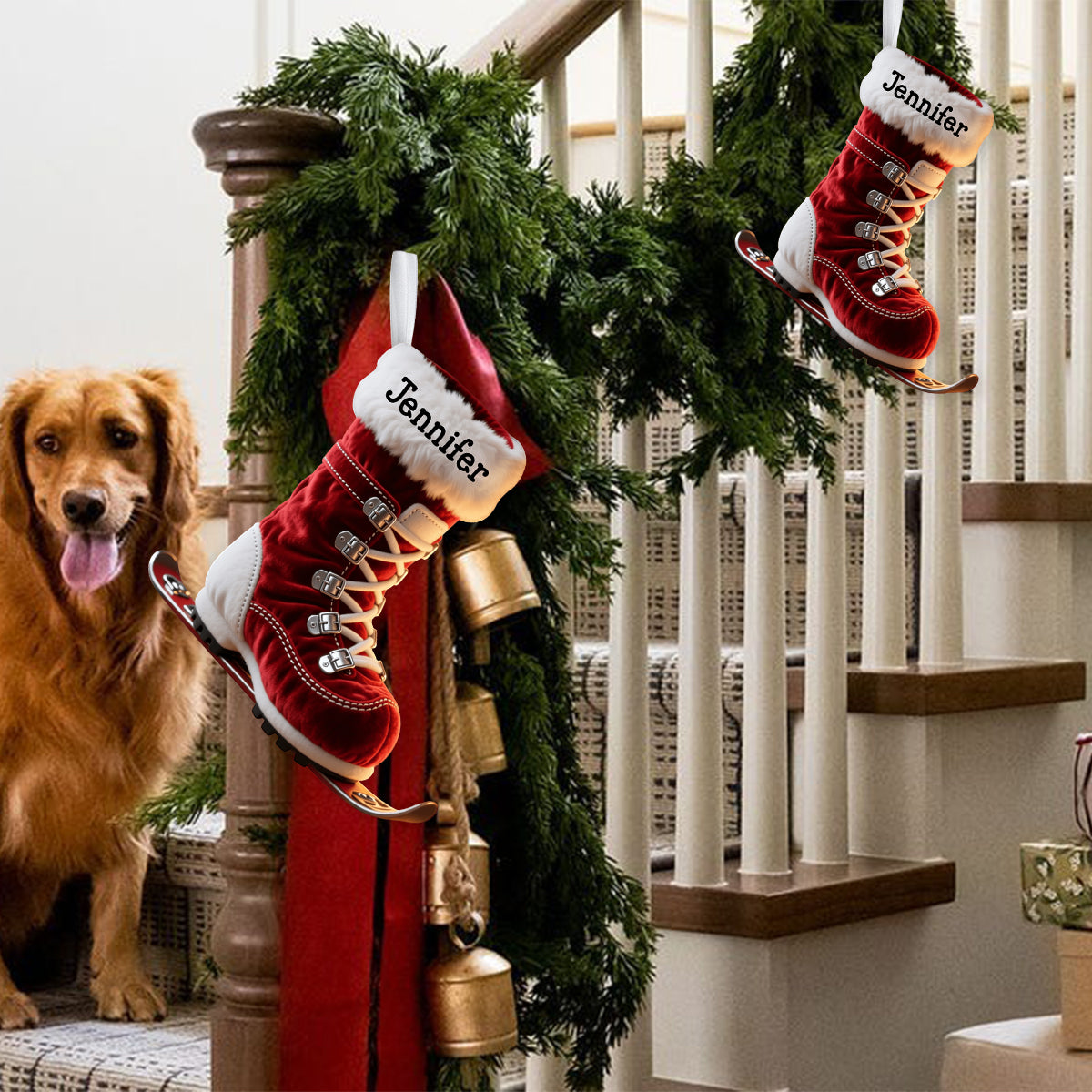 Cadeau idéal pour les passionnés de ski - Chaussette de Noël personnalisée en forme de ski