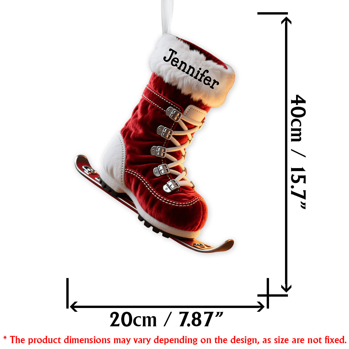 Cadeau idéal pour les passionnés de ski - Chaussette de Noël personnalisée en forme de ski