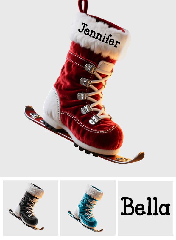 Cadeau idéal pour les passionnés de ski - Chaussette de Noël personnalisée en forme de ski