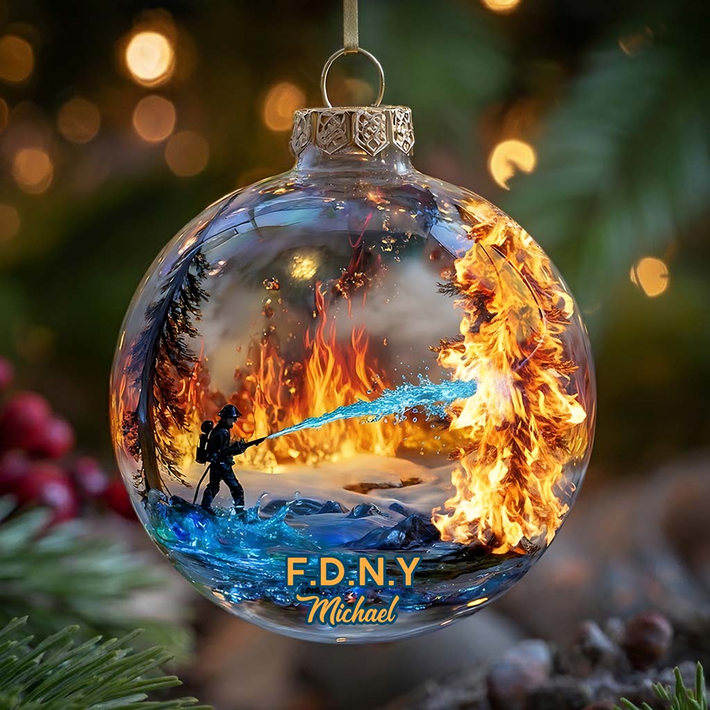 Héros en action - Scène d'incendie - Ornement de pompier personnalisé