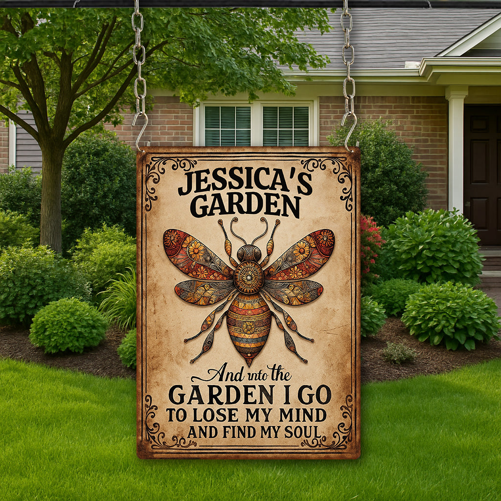 And Into The Garden I Go To Lose My Mind And Find My Soul - Personalized Gardening Rectangle Metal Sign