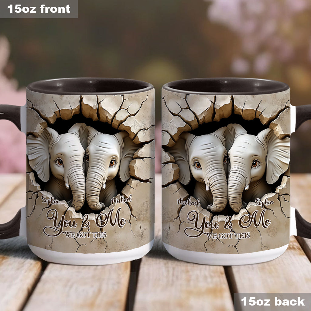 You & Me We Got This - Personalized Elephant Accent Mug
