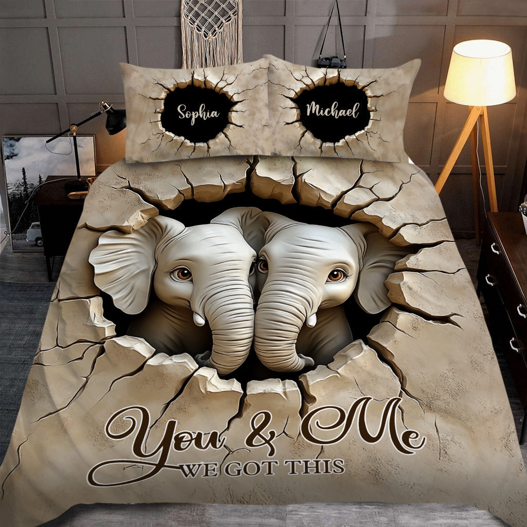 You & Me We Got This - Personalized Elephant Quilt Set