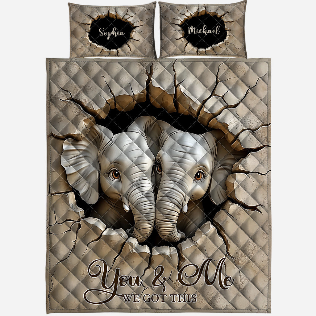 You & Me We Got This - Personalized Elephant Quilt Set