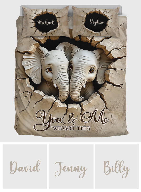 You & Me We Got This - Personalized Elephant Quilt Set