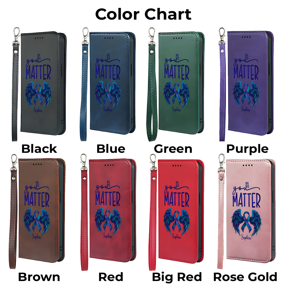 Vous comptez - Étui portefeuille personnalisé pour téléphone portable avec bandoulière, conçu pour la prévention du suicide