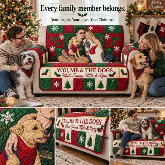 You & Me Christmas Couple Gift - Personalized Couple Quilted Sofa/Couch Cover