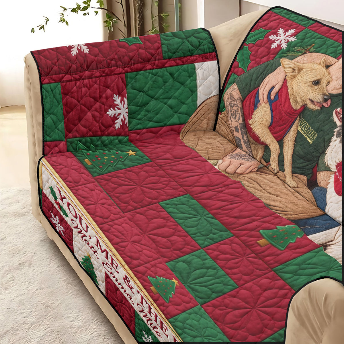 You & Me Christmas Couple Gift - Personalized Couple Quilted Sofa/Couch Cover