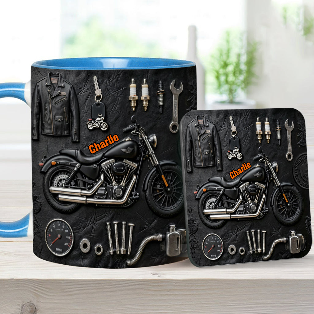 Mug et sous-verre personnalisés sur le thème de la moto