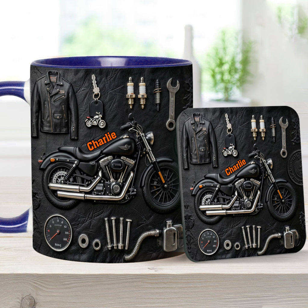 Mug et sous-verre personnalisés sur le thème de la moto