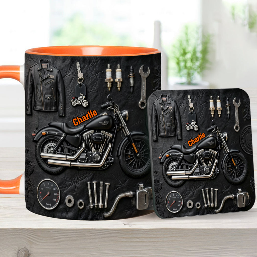 Mug et sous-verre personnalisés sur le thème de la moto