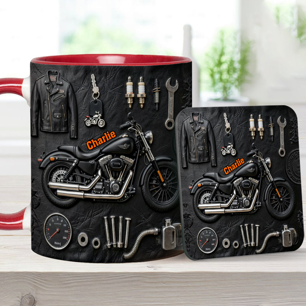 Mug et sous-verre personnalisés sur le thème de la moto