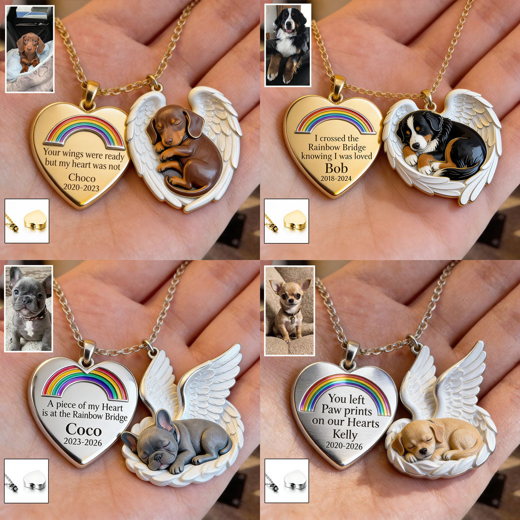 I Crossed The Rainbow Bridge Knowing I Was Loved - Personalized Dog Urn Pendant Necklace