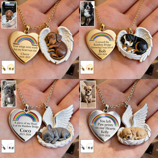 I Crossed The Rainbow Bridge Knowing I Was Loved - Personalized Dog Urn Pendant Necklace