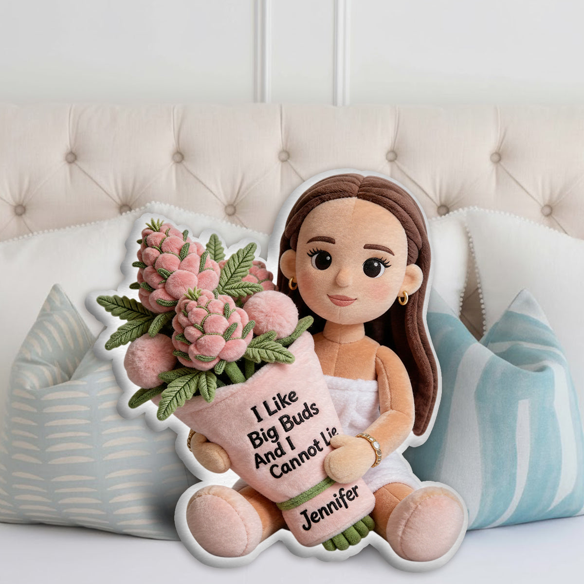 Coussin en fausse fourrure en forme de cannabis - Motif « mauvaise herbe » personnalisé