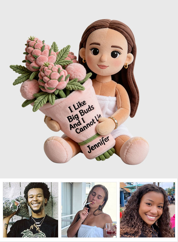 Coussin en fausse fourrure en forme de cannabis - Motif « mauvaise herbe » personnalisé