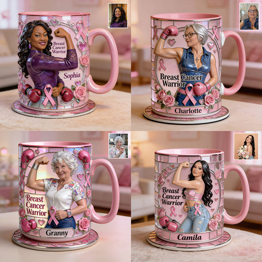I'm A Warrior - Personalized Breast Cancer Awareness Accent Mug & Coaster