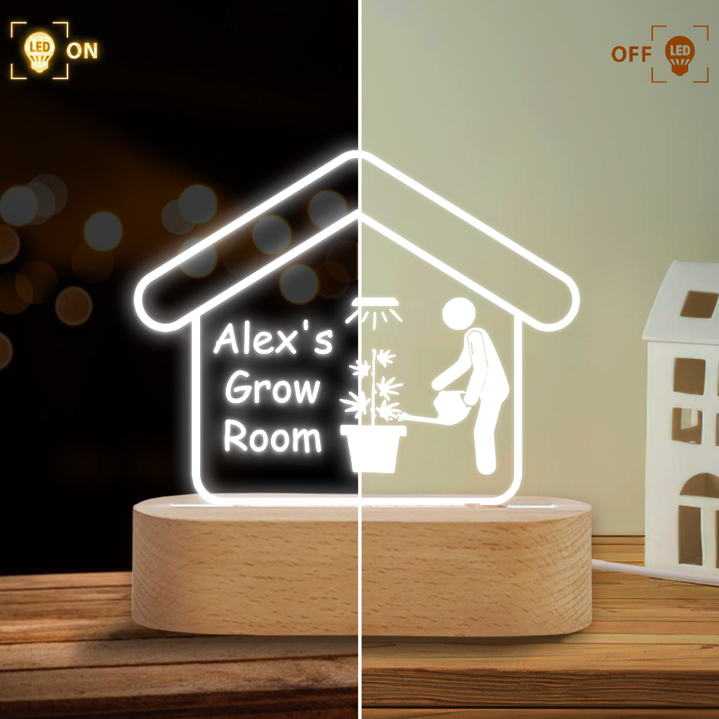 Salle de culture - Plaque lumineuse personnalisée en forme de cannabis