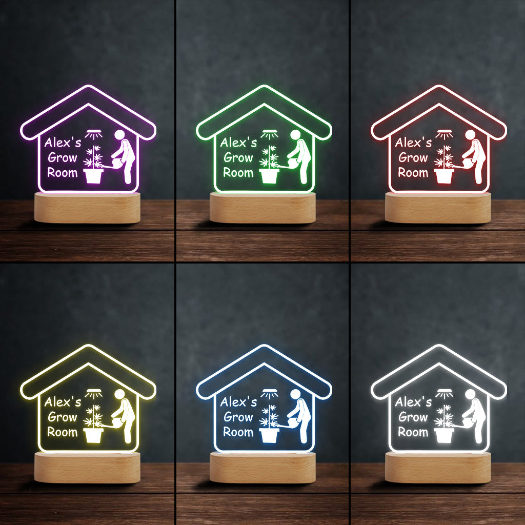 Salle de culture - Plaque lumineuse personnalisée en forme de cannabis