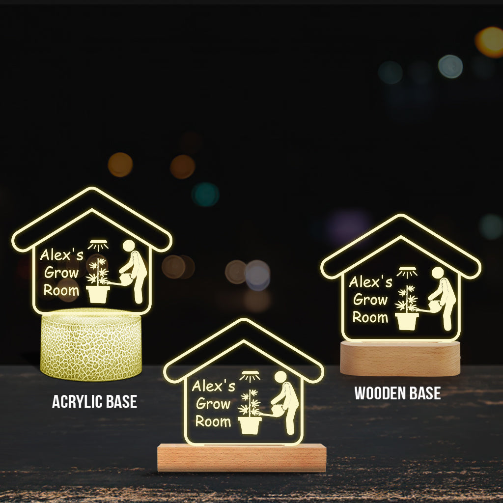 Salle de culture - Plaque lumineuse personnalisée en forme de cannabis