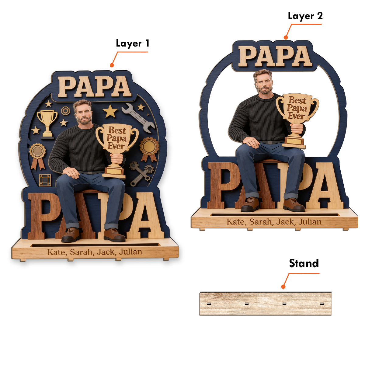 Meilleur Papa - Cadeau Personnalisé 2 Couches Grand Autonome