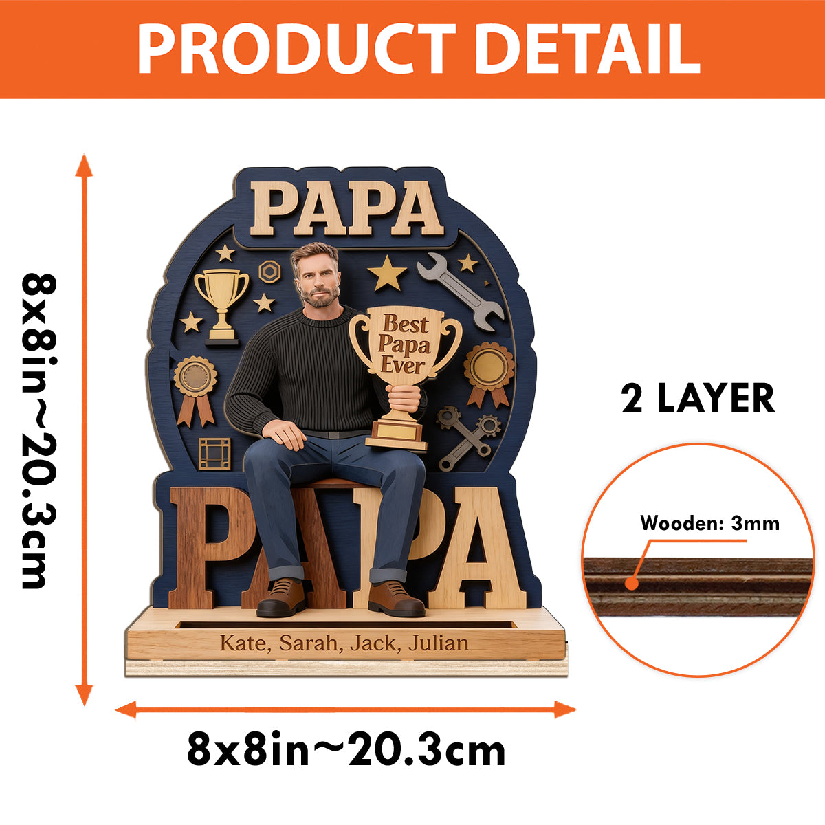 Meilleur Papa - Cadeau Personnalisé 2 Couches Grand Autonome