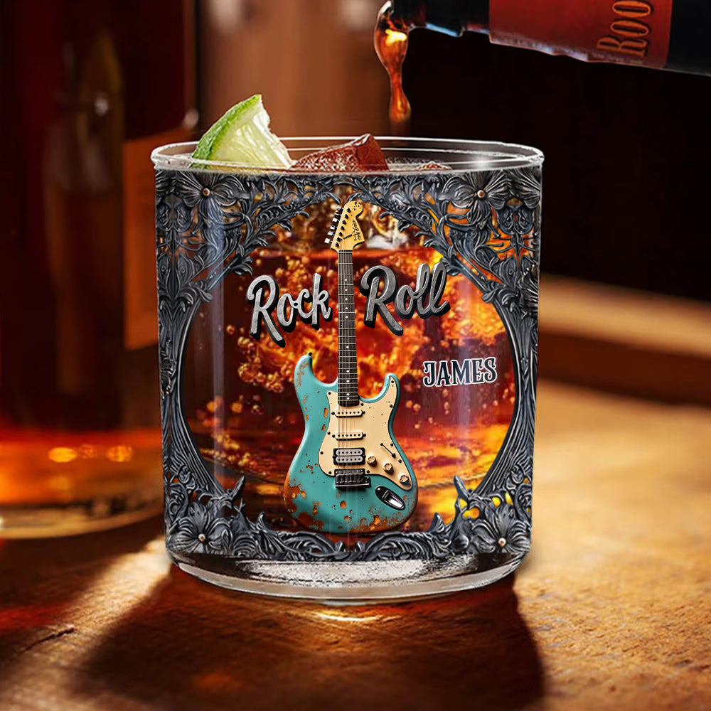 Verre à whisky personnalisé en forme de guitare Rock & Roll