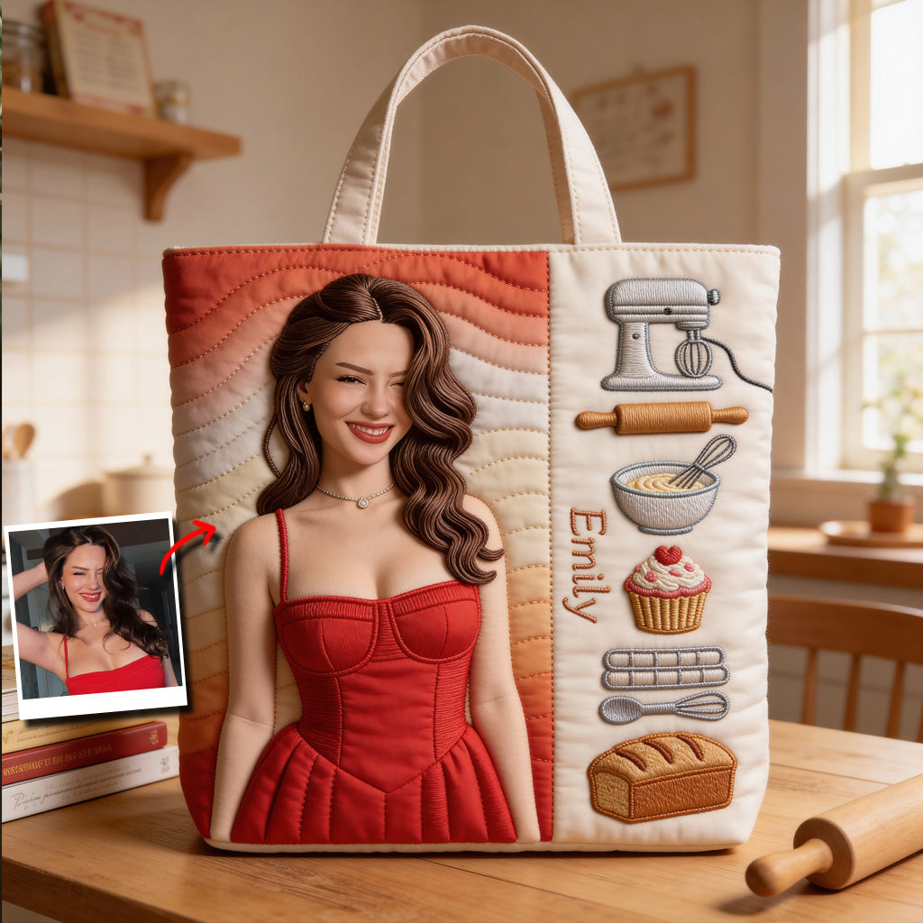 Custom Any Photo Baking Lovers - Personalized Baking Quilted Tote Bag