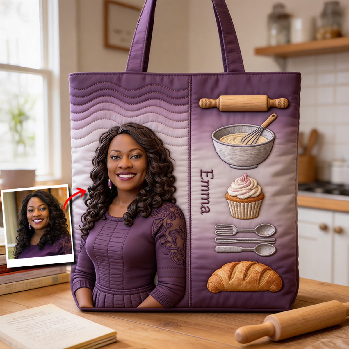 Custom Any Photo Baking Lovers - Personalized Baking Quilted Tote Bag