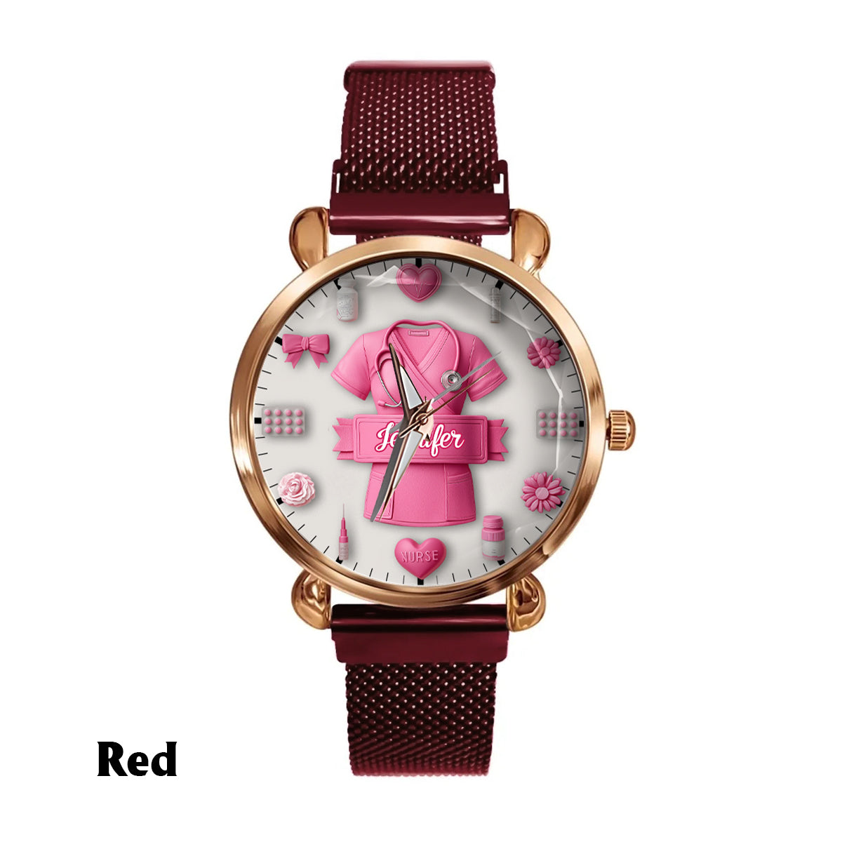 Le métier d'infirmière est un travail de cœur - Montre-bracelet personnalisée pour infirmière