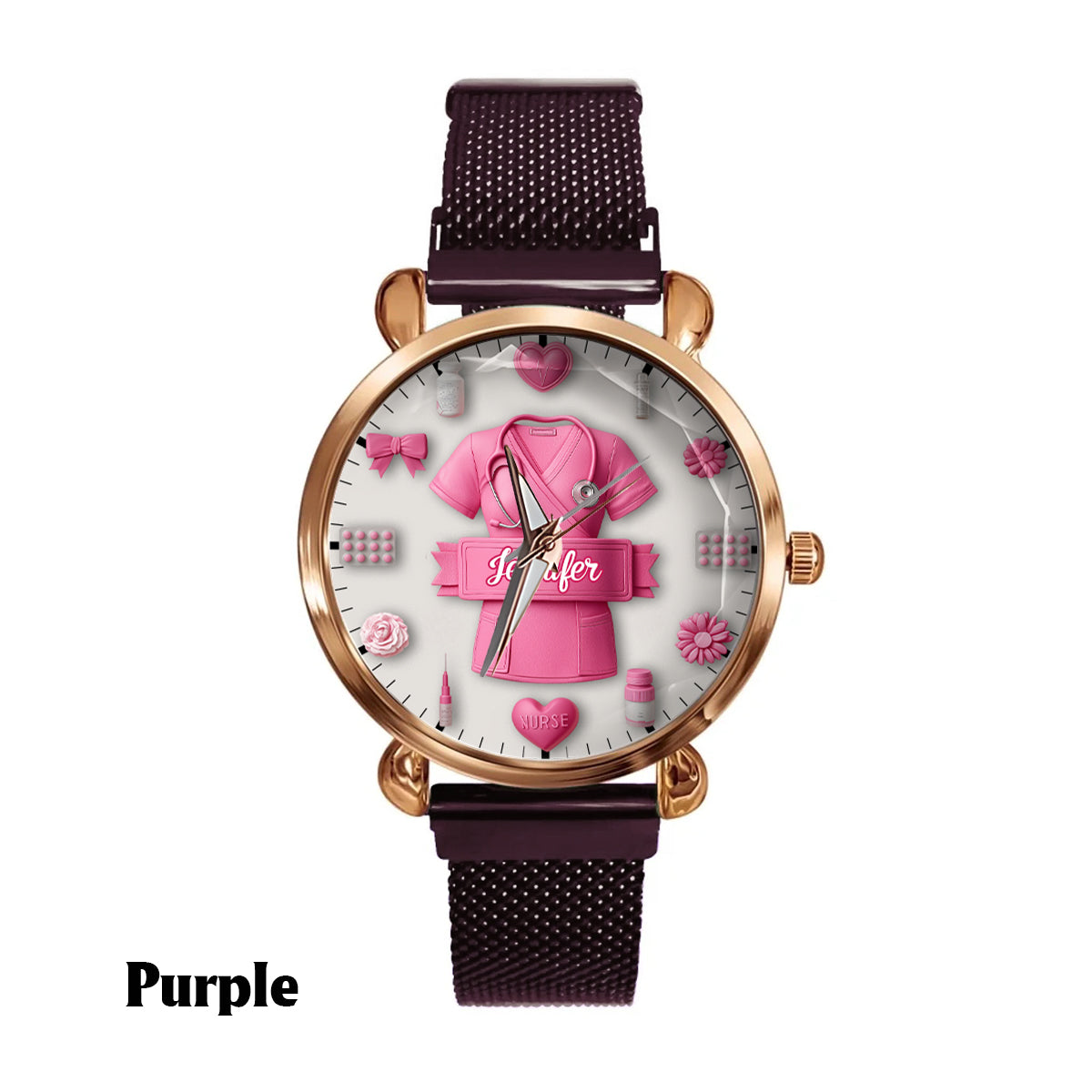 Le métier d'infirmière est un travail de cœur - Montre-bracelet personnalisée pour infirmière