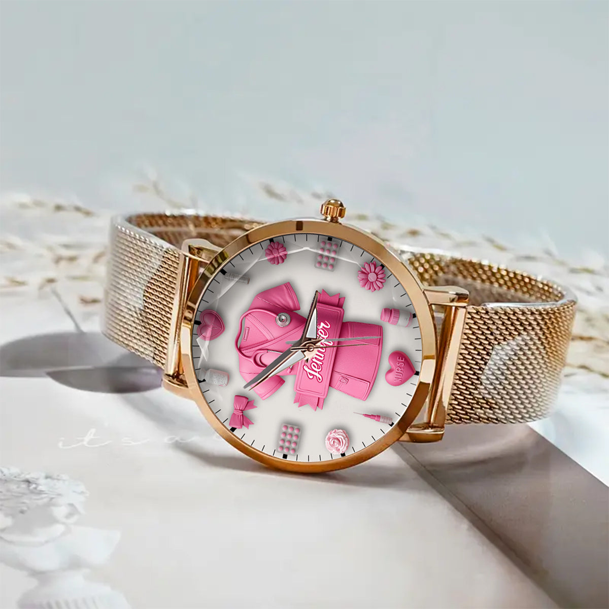 Le métier d'infirmière est un travail de cœur - Montre-bracelet personnalisée pour infirmière