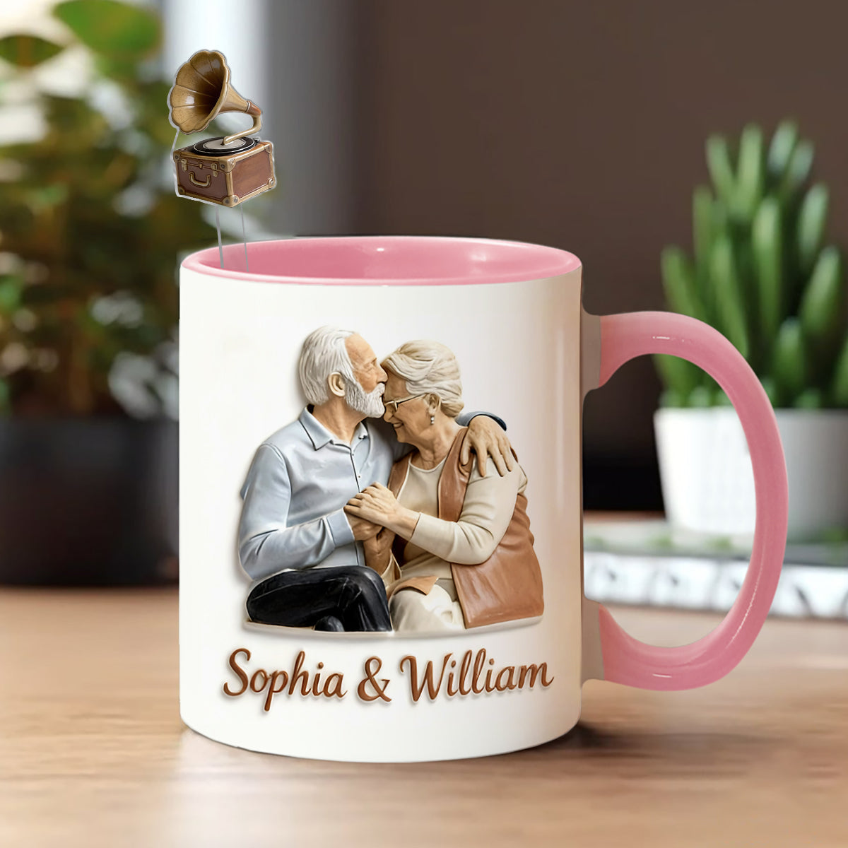 Custom From Any Photo - Personalized Couple Set Accent Mug with Acrylic Stirrers