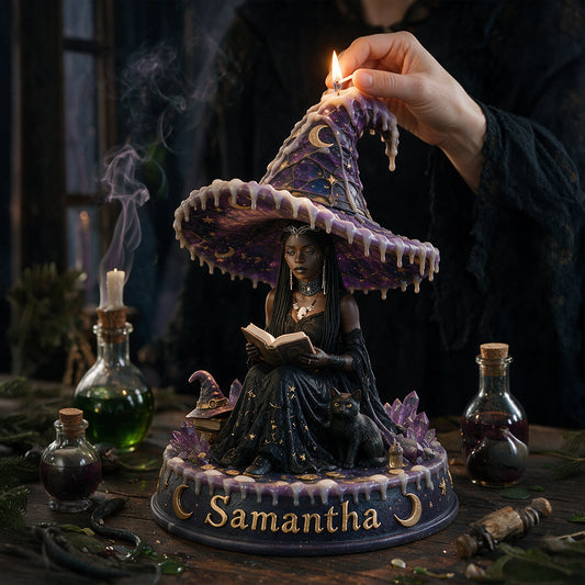 Enchanteresse de Minuit - Support de Bougie en Bois Personnalisé