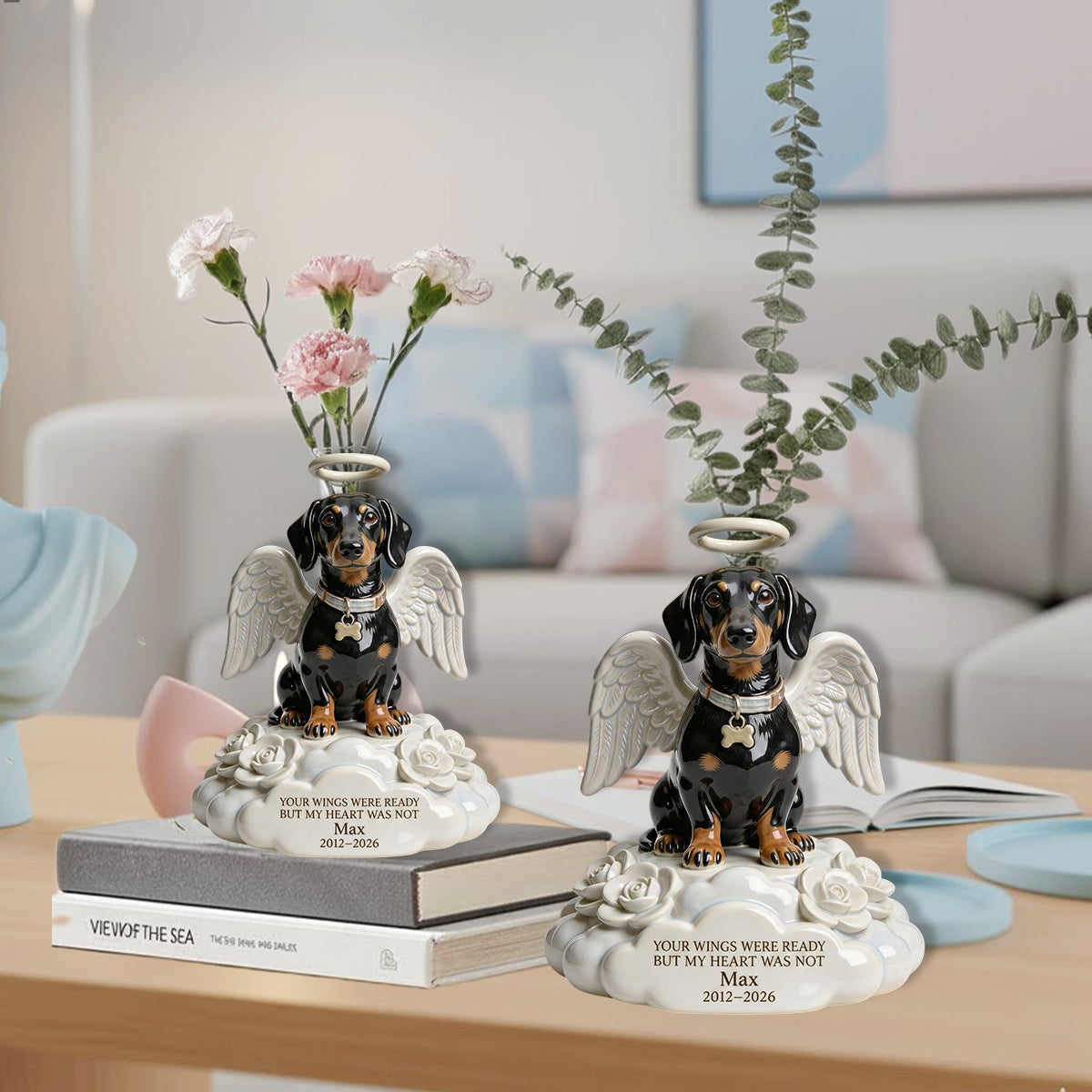 Angel Dog - Vase à fleurs en acrylique personnalisé en forme de chien