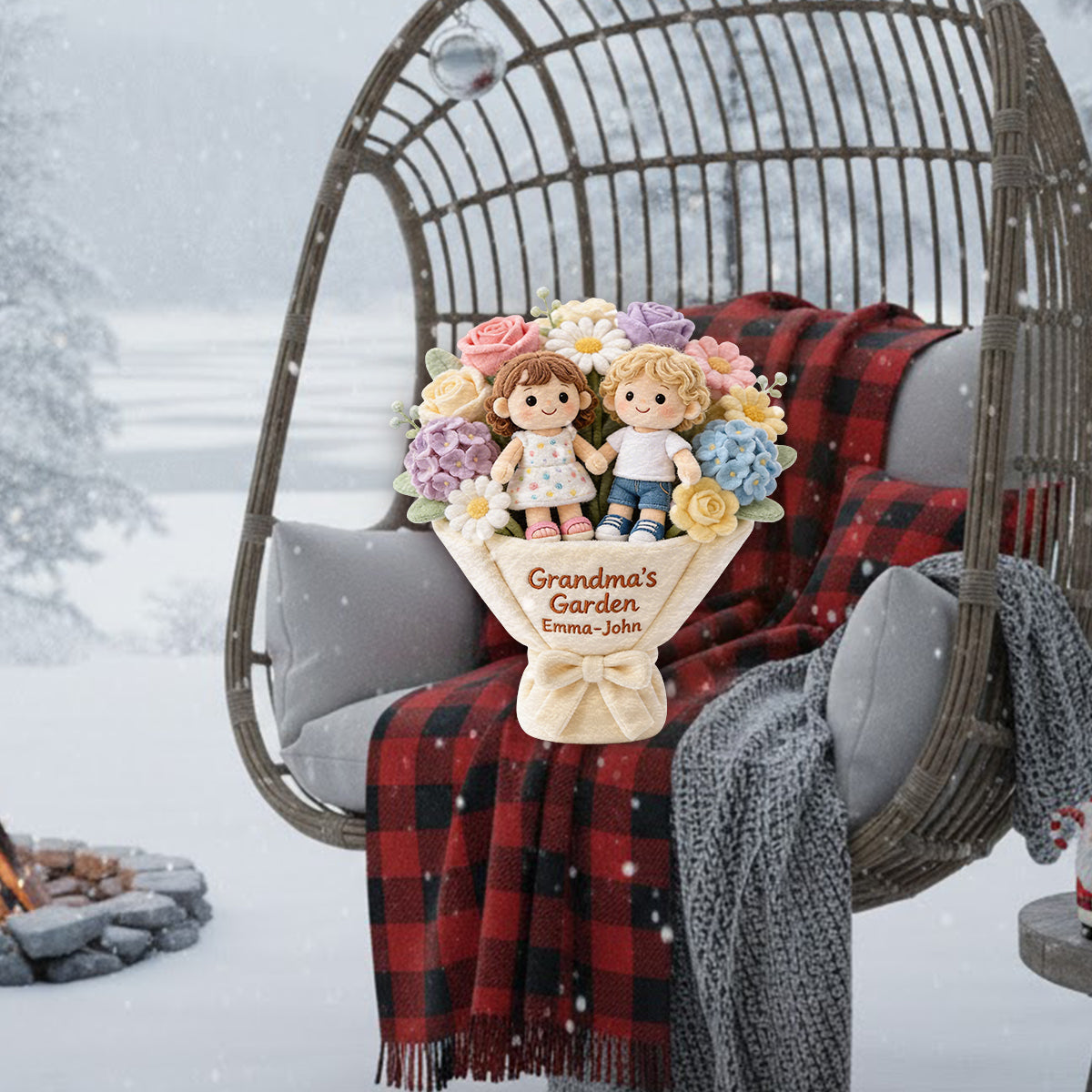 Grandma's Garden - Personalized Grandma Premium Faux Fur Pillow