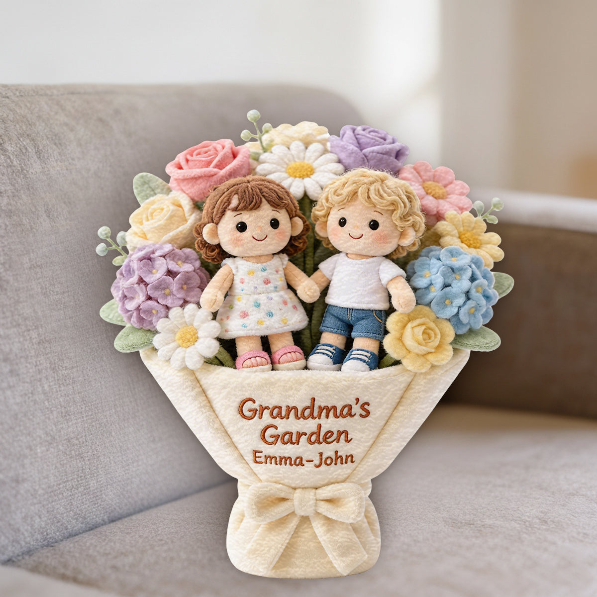 Grandma's Garden - Personalized Grandma Premium Faux Fur Pillow