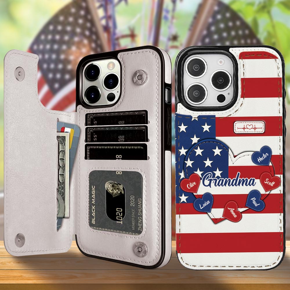 Joyeux 4 juillet ! Étui portefeuille pliable personnalisé pour téléphone portable, idéal pour la fête nationale américaine (4 juillet).