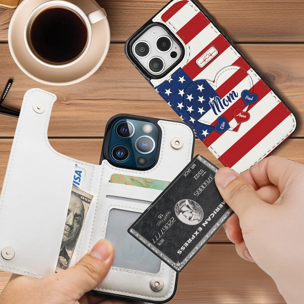 Joyeux 4 juillet ! Étui portefeuille pliable personnalisé pour téléphone portable, idéal pour la fête nationale américaine (4 juillet).