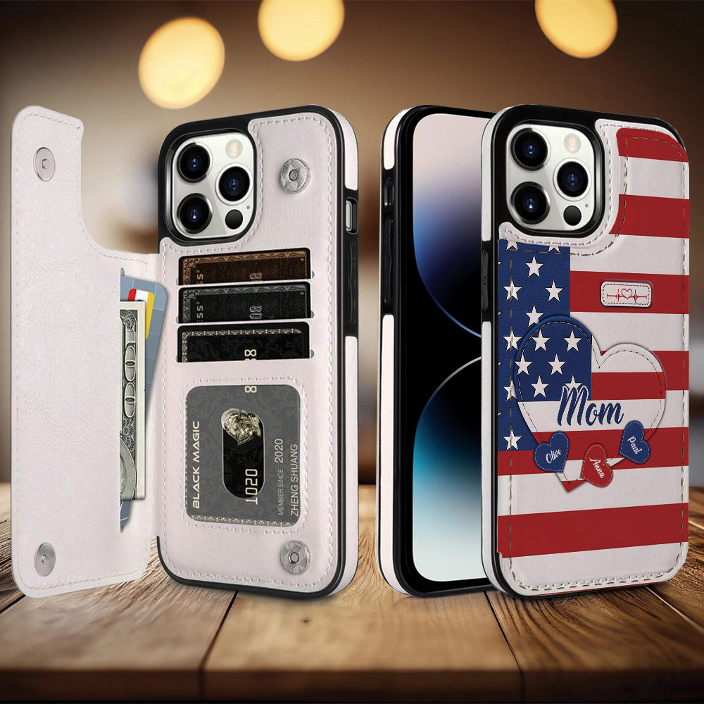 Joyeux 4 juillet ! Étui portefeuille pliable personnalisé pour téléphone portable, idéal pour la fête nationale américaine (4 juillet).
