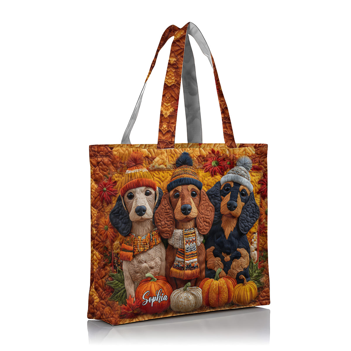 Sac fourre-tout matelassé personnalisé Autumn Dog - Teckel