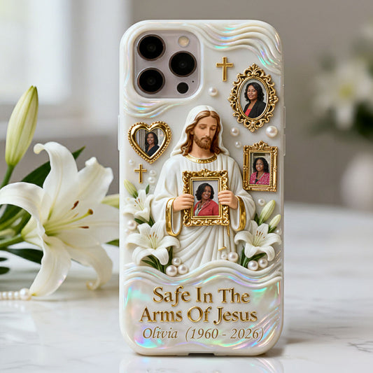 Sauver dans les bras de Jésus - Coque de téléphone commémorative personnalisée avec impression intégrale