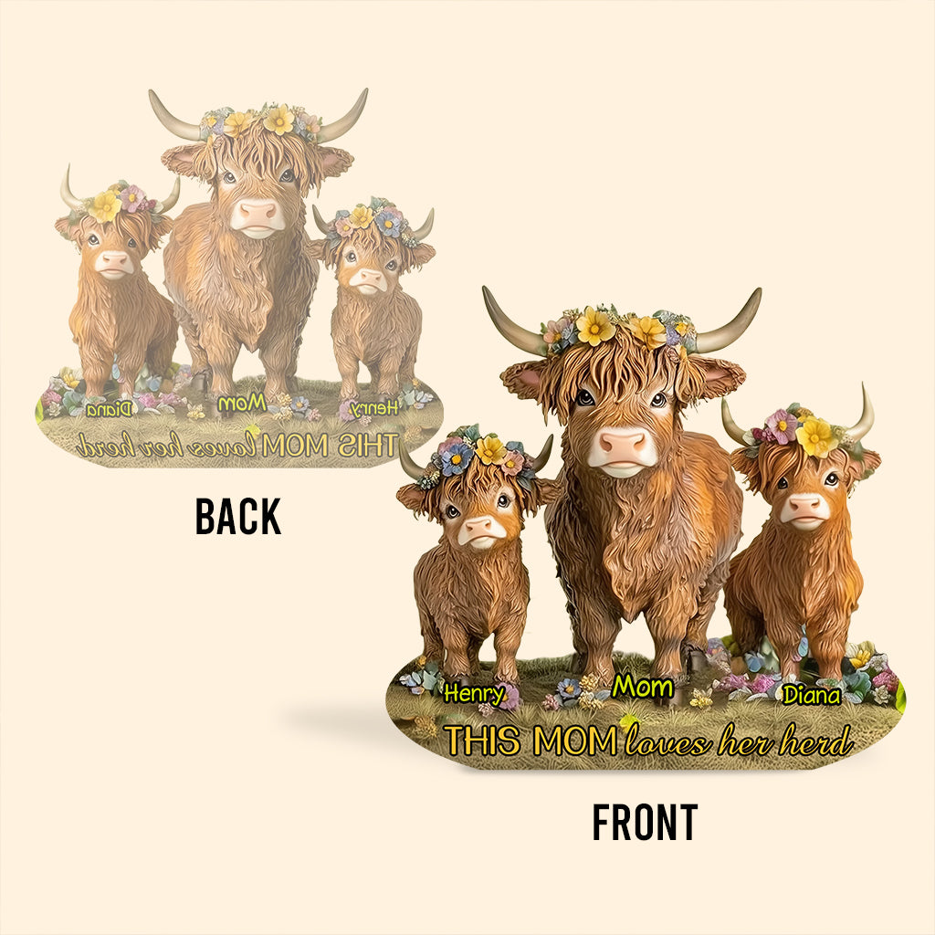 Cette maman aime son troupeau de vaches Highland - Plaque acrylique personnalisée en forme de mère/grand-mère