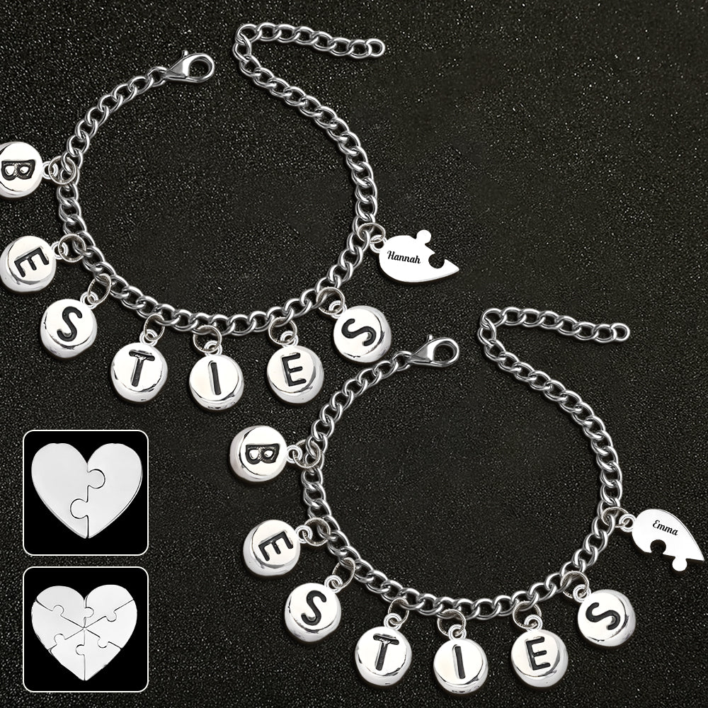 Bracelet Besties Pieces Of Heart - Bracelet personnalisé Bestie avec breloques