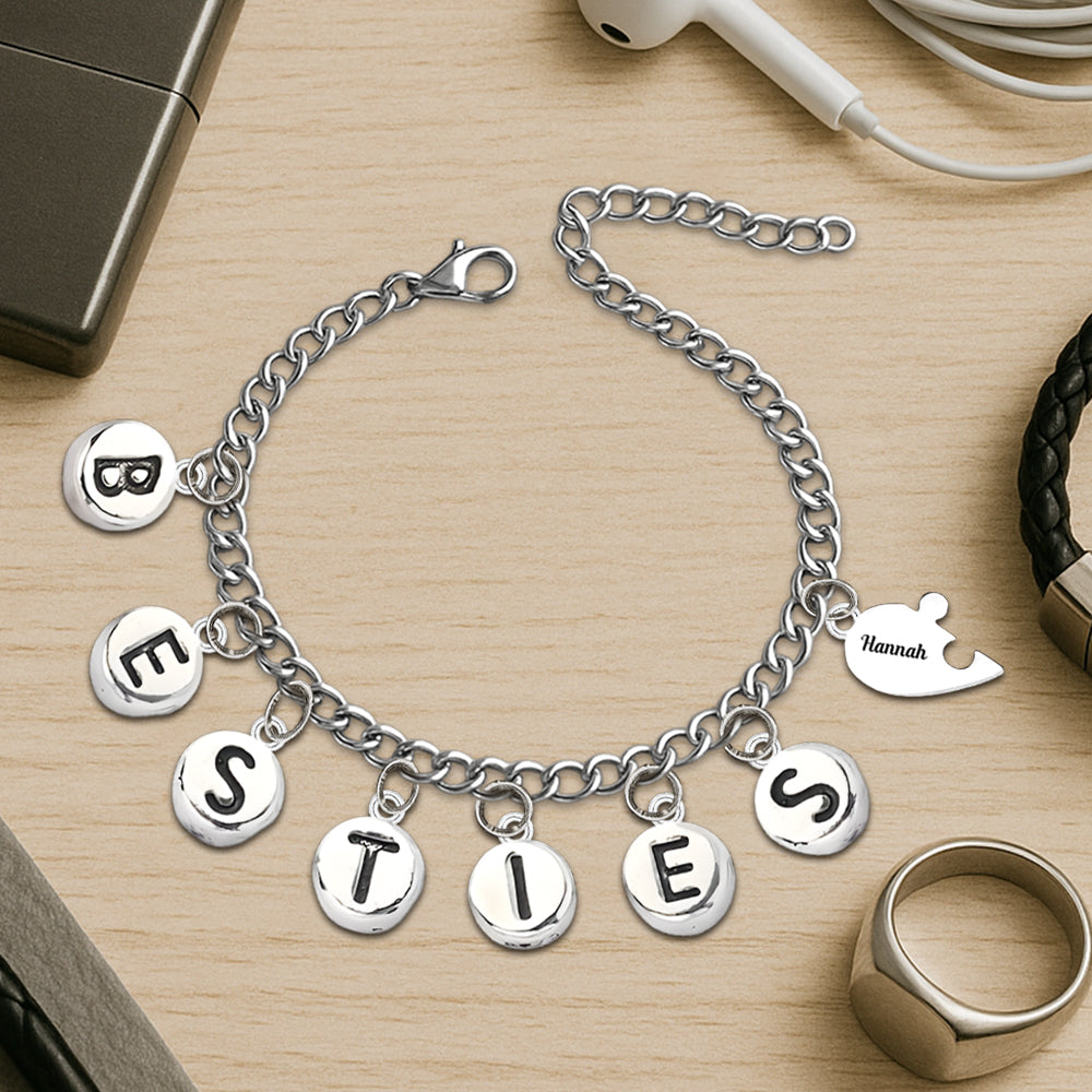 Bracelet Besties Pieces Of Heart - Bracelet personnalisé Bestie avec breloques