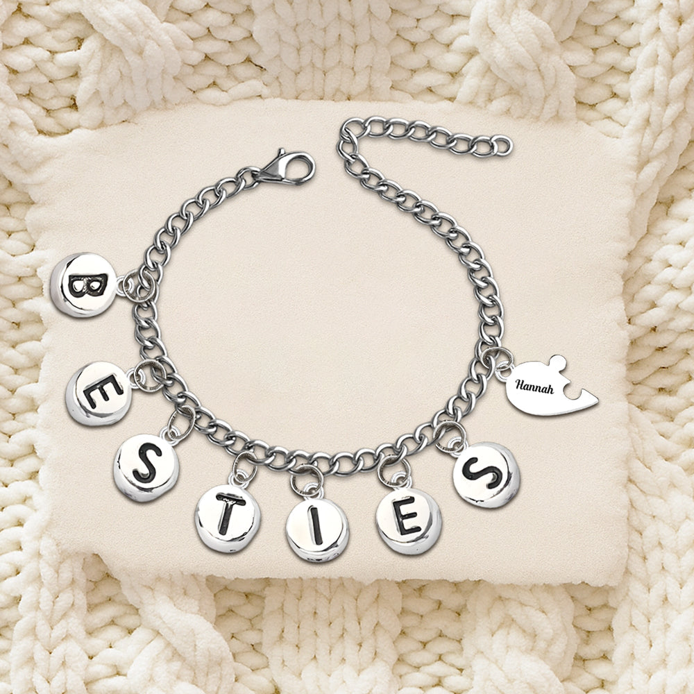 Bracelet Besties Pieces Of Heart - Bracelet personnalisé Bestie avec breloques