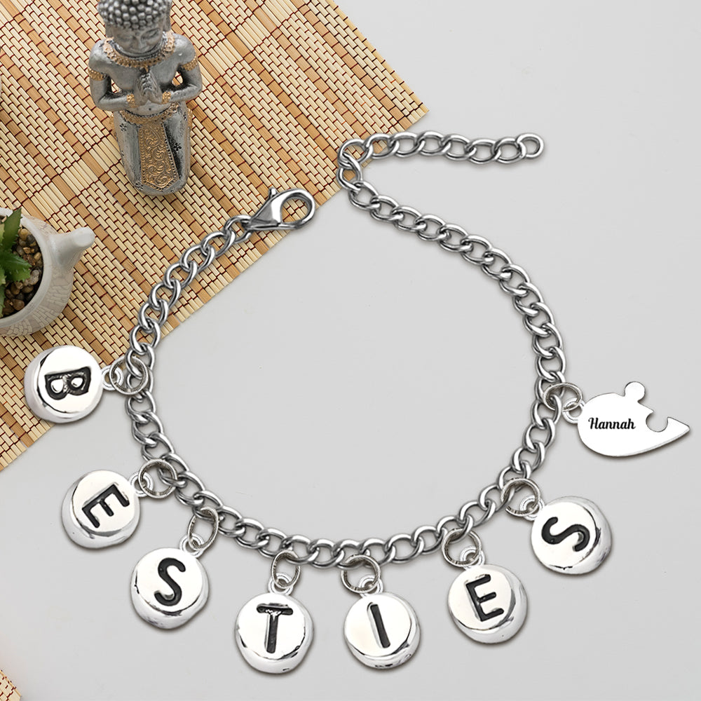 Bracelet Besties Pieces Of Heart - Bracelet personnalisé Bestie avec breloques