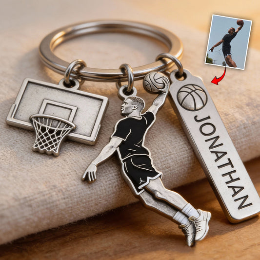 Love Basketball - Personalized Basketball Keychain With Charms