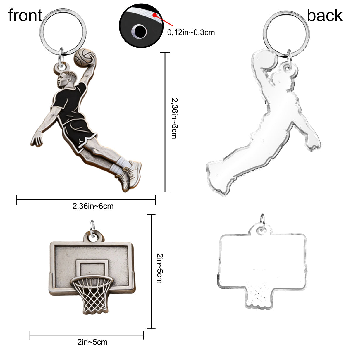 Love Basketball - Personalized Basketball Keychain With Charms