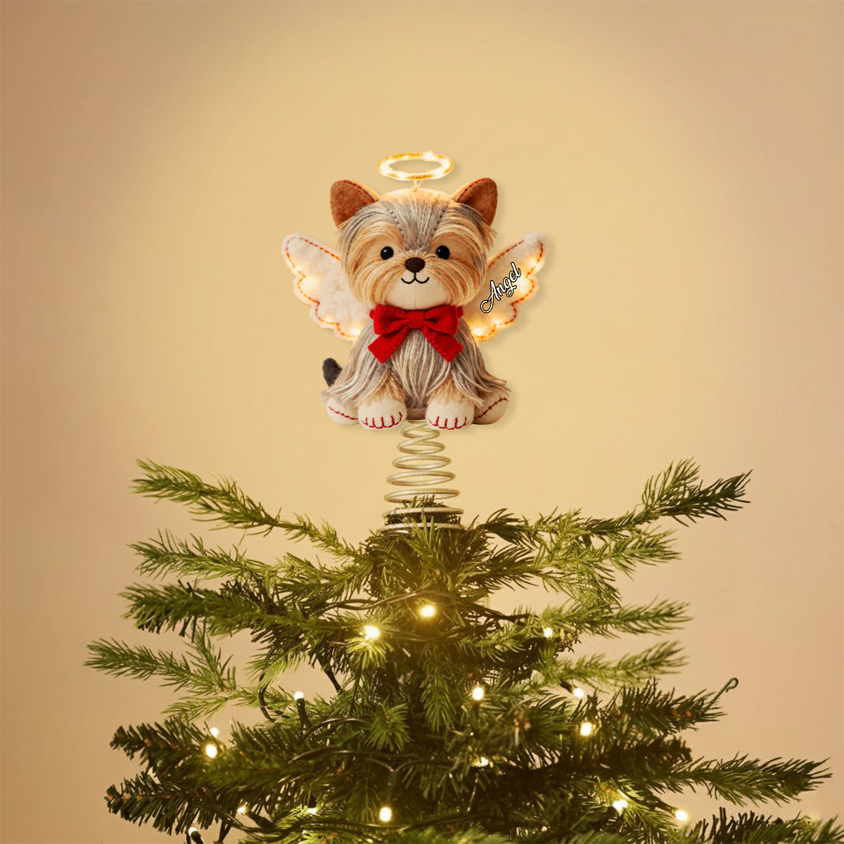Merry Christmas - Personalized Dog LED Light Tree Topper